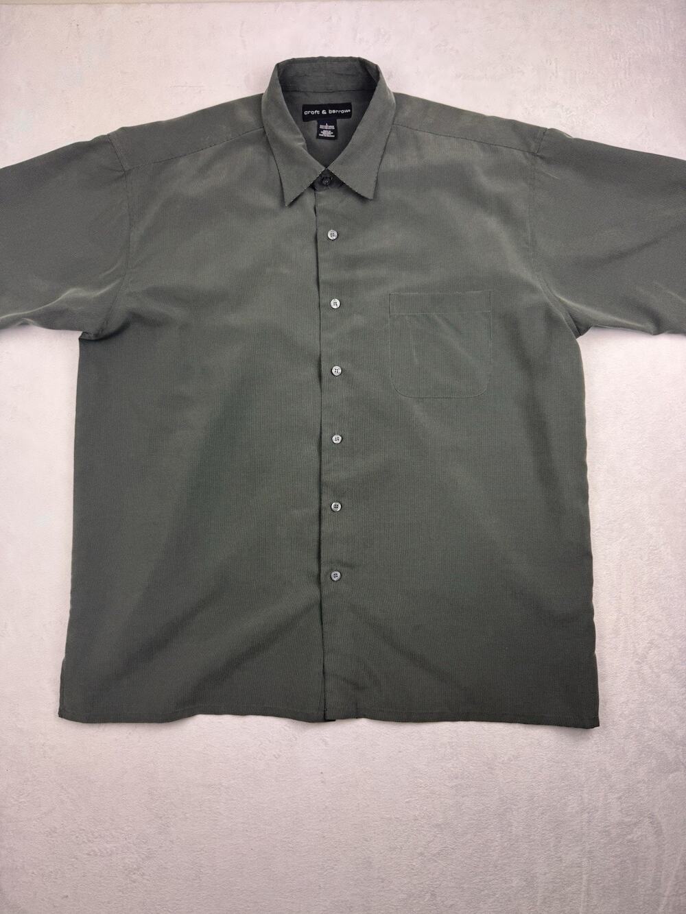 Croft & Barrow Men’s Large Green Button Up Shirt Chest Pocket Casual